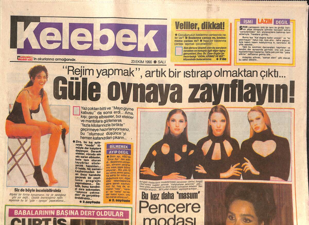 Hürriyet Gazetesi Kelebek Eki 23 Ekim 1990 - Hülya Avşar'la Tarık Akan'ın Samimiyeti Herkese Aynı Şeyi Söyletiyor 