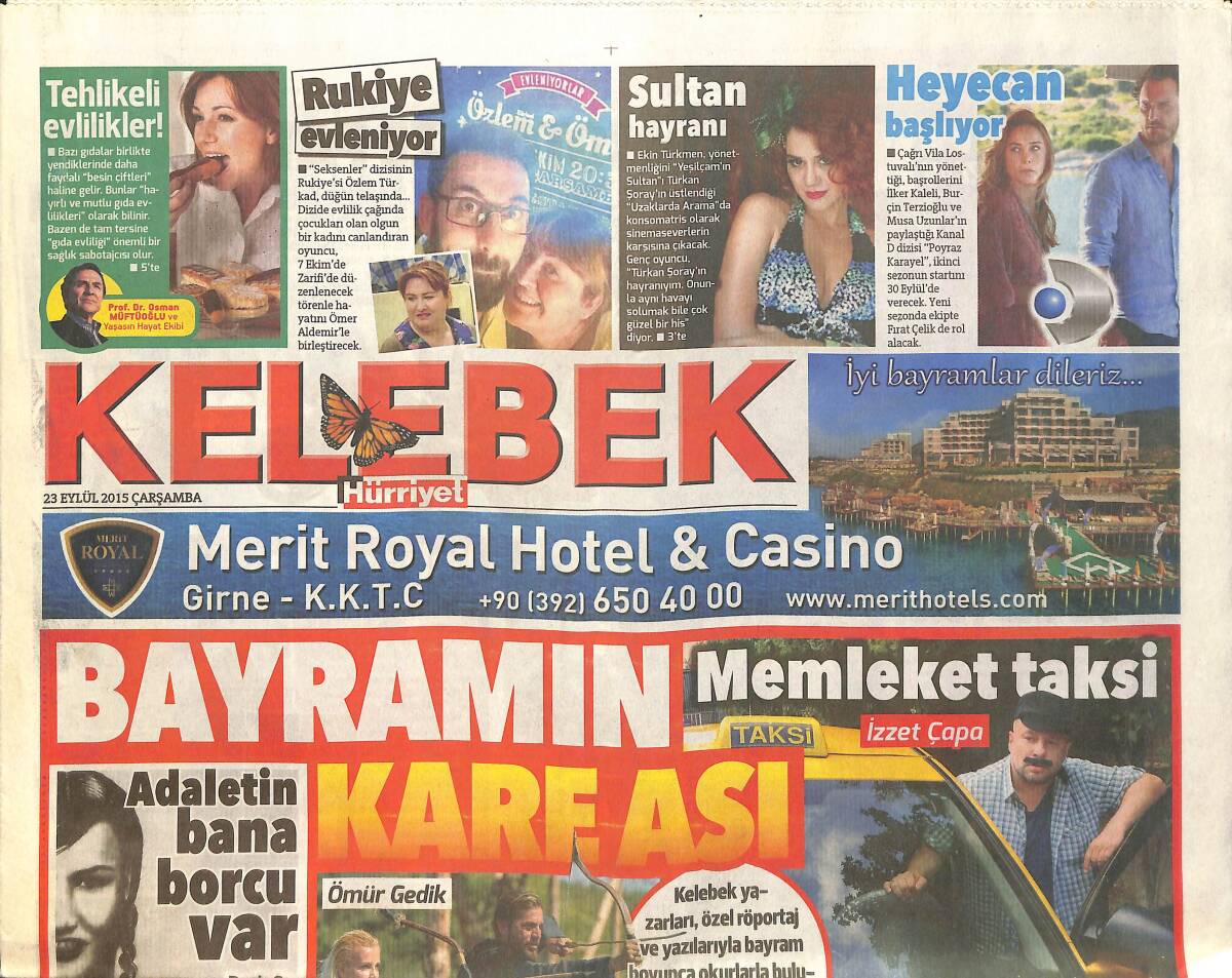Hürriyet Gazetesi Kelebek Eki 23 Eylül 2015 - Duman'dan İlk Solo Albüm - Nurgül Yeşilçay, Özcan'la Yeniden GZ155102 - 1