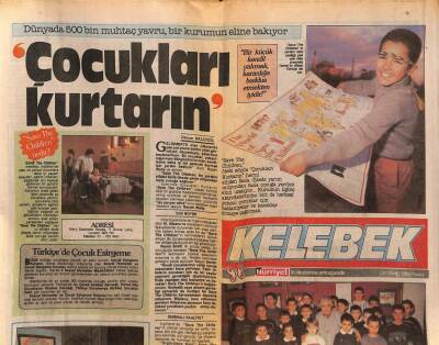 Hürriyet Gazetesi Kelebek Eki 23 Nisan 1989 - Dünyada 500 Bin Muhtaç Yavru , Bir Kurumun Eline Bakıyor GZ113696 - 1