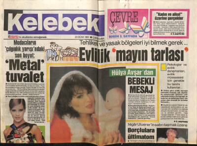 Hürriyet Gazetesi Kelebek Eki 23 Ocak 1991 - Hülya Avşardan Bebekli Mesaj GZ61958 - 2