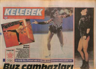 Hürriyet Gazetesi Kelebek Eki 23 Şubat 1988 - Artistik Buz Pataninde Kraliçelik İçin Amansız Mücadele Var GZ93951 - 1