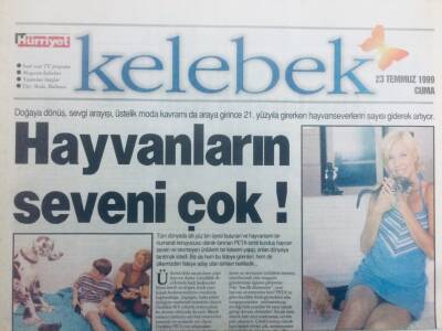 Hürriyet Gazetesi Kelebek Eki 23 Temmuz 1999 - Hayvanların Seveni Çok GZ43396 - 1