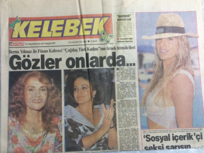 Hürriyet Gazetesi Kelebek Eki 24 Ağustos 1990 - Berna Yılmaz,Füsun Kahveci,Gözler Onlarda GZ21687 - 1