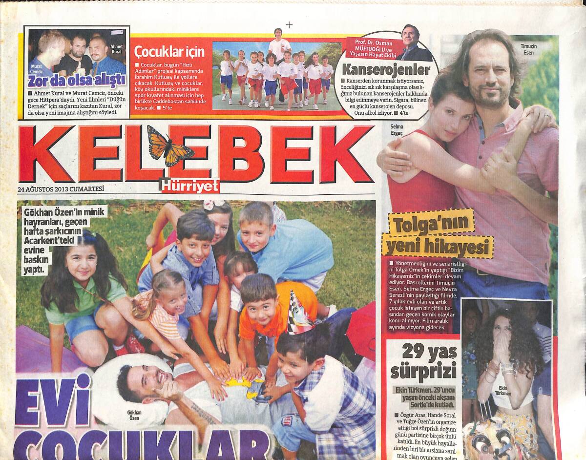 Hürriyet Gazetesi Kelebek Eki 24 Ağustos 2013 - Gökhan Özen'in Minik Hayranları - Drogba Çapkınlıkta GZ155082 - 1