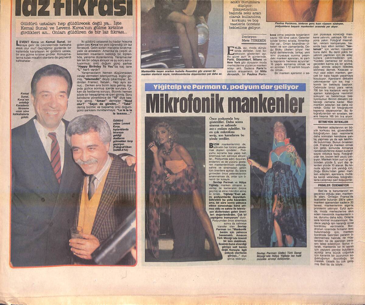Hürriyet Gazetesi Kelebek Eki 24 Eylül 1989 - İşte Kemal Sunal Ve Levent Kırca'nın Gülme Krizine Girdikleri An - Güzeller De Bedel Öder GZ156315 - 2