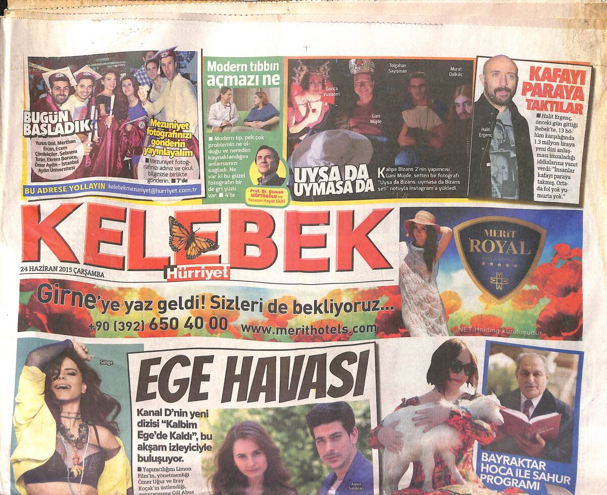 Hürriyet Gazetesi Kelebek Eki 24 Haziran 2015 - Genç Şarkıcı Simge Zirveyi Zorluyor - Özlem Yıldız Havludan Vazgeçti GZ154799 - 1