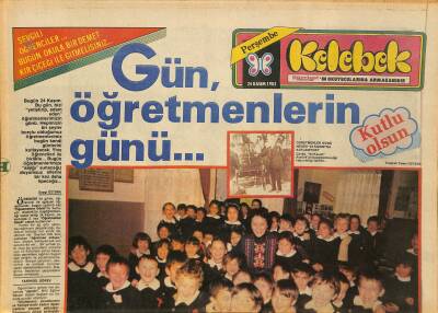 Hürriyet Gazetesi Kelebek Eki 24 Kasım 1983 - Yılın Öğretmenleri Bugün Evrenin Huzurunda - Ekranda Cevdet Bolvadin GZ126067 - 1