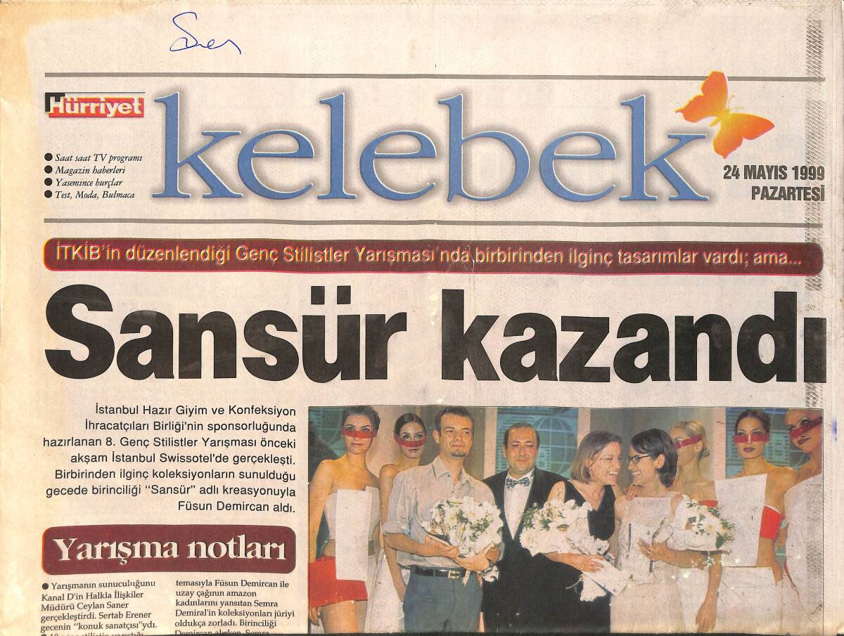 Hürriyet Gazetesi Kelebek Eki 24 Mayıs 1999 - Hülya Avşar'dan Cevap - Kerem Alışık Şiir Gündüz Yazılmaz GZ2914 - 1