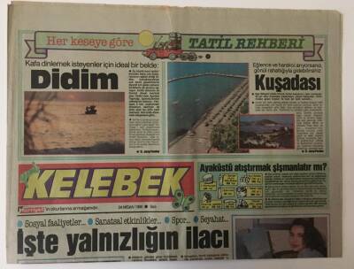 Hürriyet Gazetesi Kelebek Eki 24 Nisan 1990 - Kuşadası , Didim Kafa Dinlemek İsteyenler İçin İdeal Bir Belde GZ13575 - 2