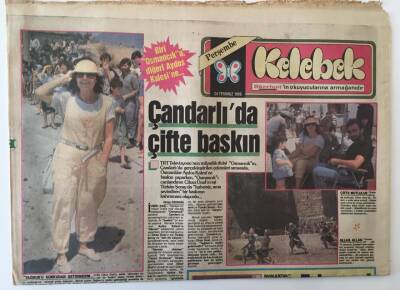 Hürriyet Gazetesi Kelebek Eki 24 Temmuz 1986 - Türkan Şoray Eşi Cihan Ünalla Film Setine Ziyaret , Habersiz Ama Sevindiren Bir Baskın GZ18008 - 1