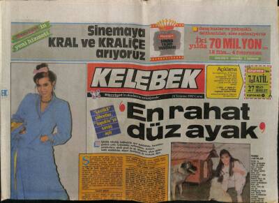 Hürriyet Gazetesi Kelebek Eki 24 Temmuz 1987- Lastikli Şöhretler Topukluya Savaş Aşçı GZ63667 - 2
