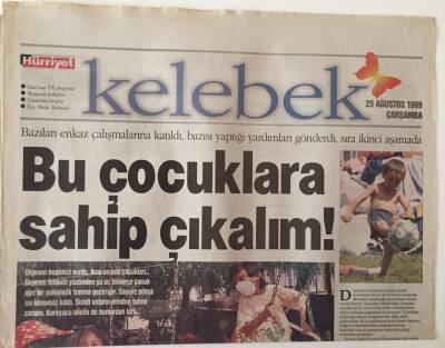 Hürriyet Gazetesi Kelebek Eki 25 Ağustos 1999 - Deprem Çocukları GZ18483 - 1