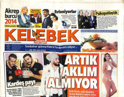 Hürriyet Gazetesi Kelebek Eki 25 Aralık 2013 - Emrah , Sibel Kirere Çay Ismarladı GZ116011 - 1