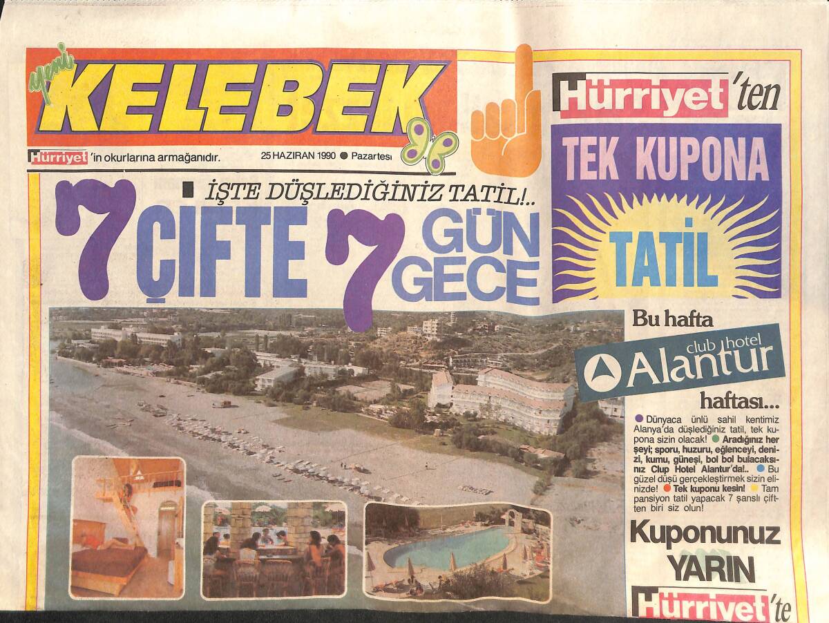 Hürriyet Gazetesi Kelebek Eki 25 Haziran 1990 - Tarzan Filmlerinin Ünlü Maymunu Çita , 55 Yaşında GZ138163 - 1