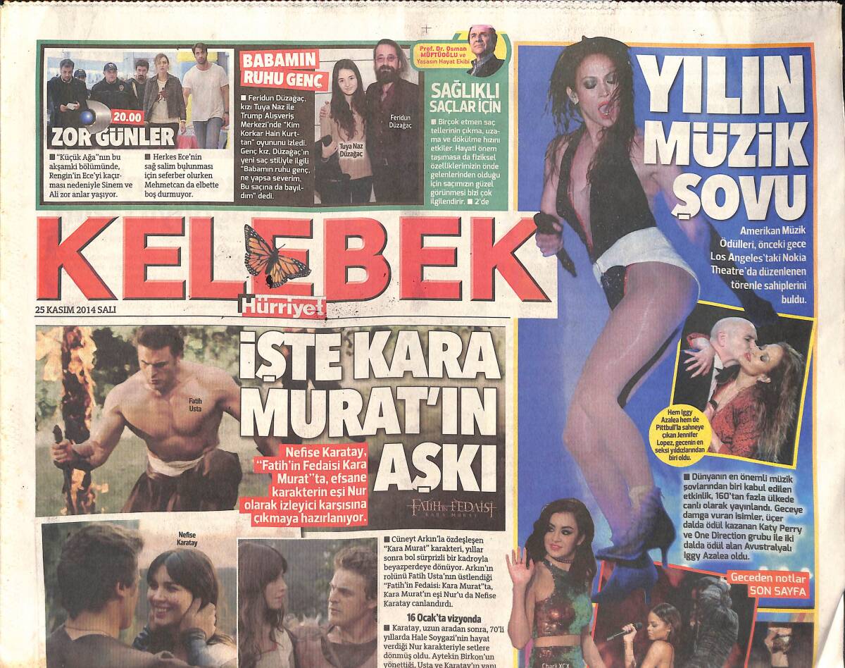 Hürriyet Gazetesi Kelebek Eki 25 Kasım 2014 - İşte Kara Murat'ın Aşkı - Zehra Çilingiroğlu Alışverişte GZ135877 - 1
