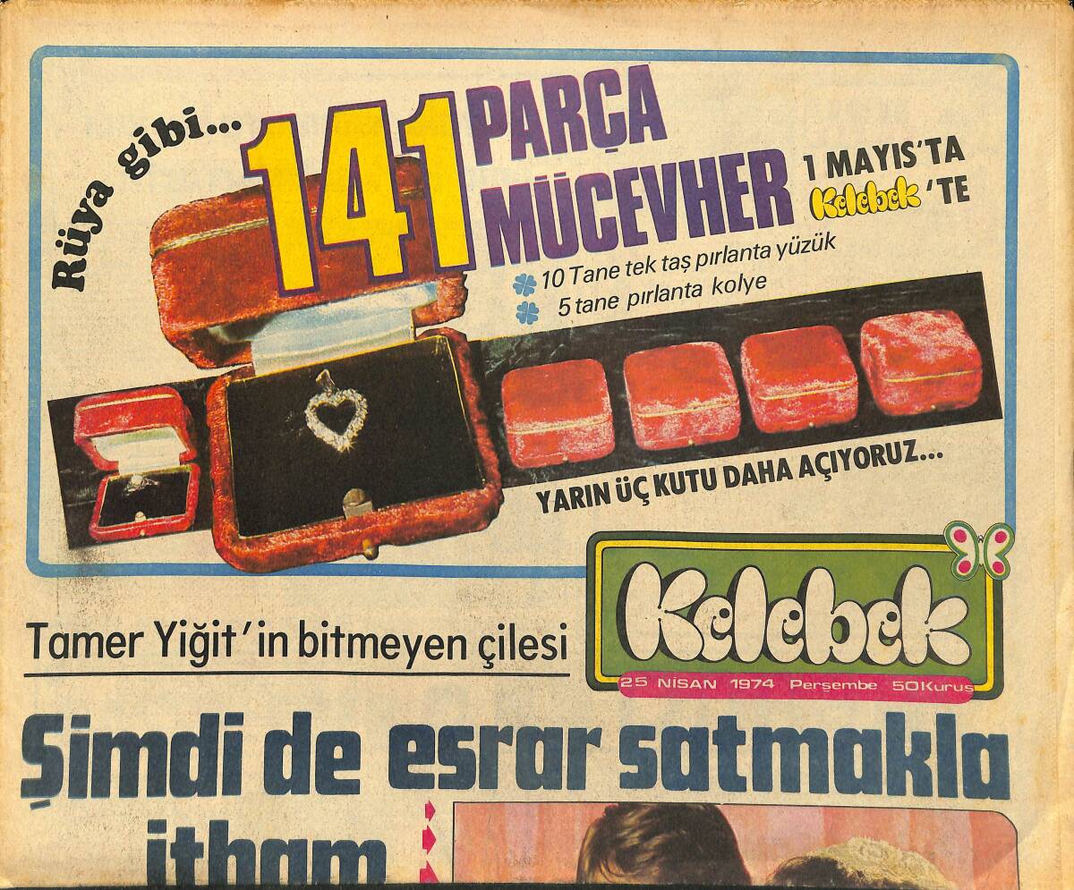 Hürriyet Gazetesi Kelebek Eki 25 Nisan 1974 - Türkân Şoray Fahriye Ablayı Film Yapacak GZ147330 - 1