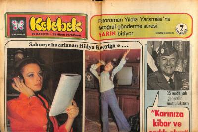 Hürriyet Gazetesi Kelebek Eki 25 Nisan 1976 - Sahneye Hazırlanan Hülya Koçyiğite GZ63394 - 2