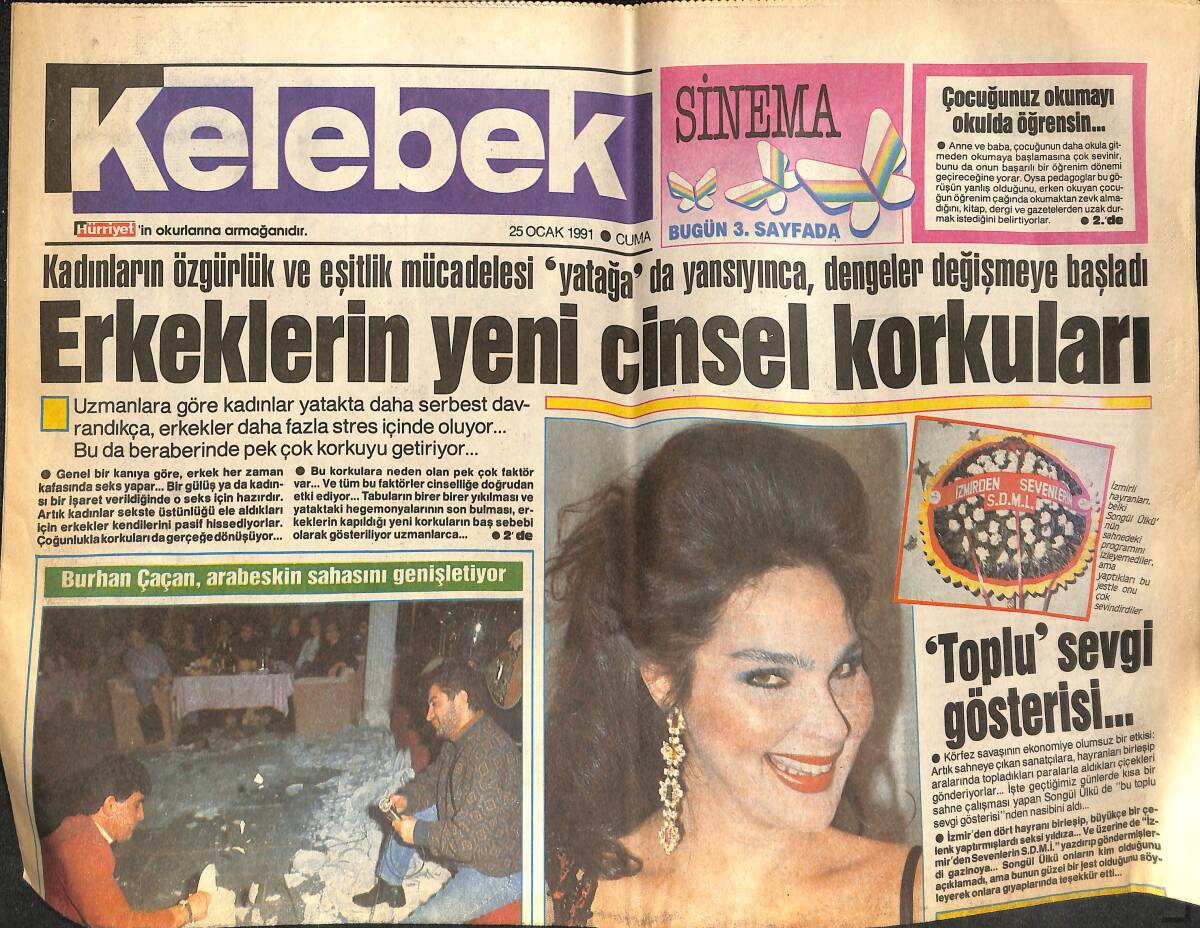 Hürriyet Gazetesi Kelebek Eki 25 Ocak 1991 - Burhan Çaçan, Arabeskin Sahasını Genişletiyor - TRT Nasıl Mağlup Oldu? GZ138376 - 1