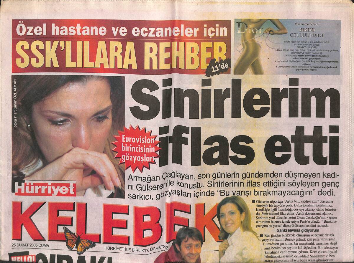Hürriyet Gazetesi Kelebek Eki 25 Şubat 2005 - Armağan Çağlayan Tartışılan Kalçayı Ölçtü GZ152940 - 1