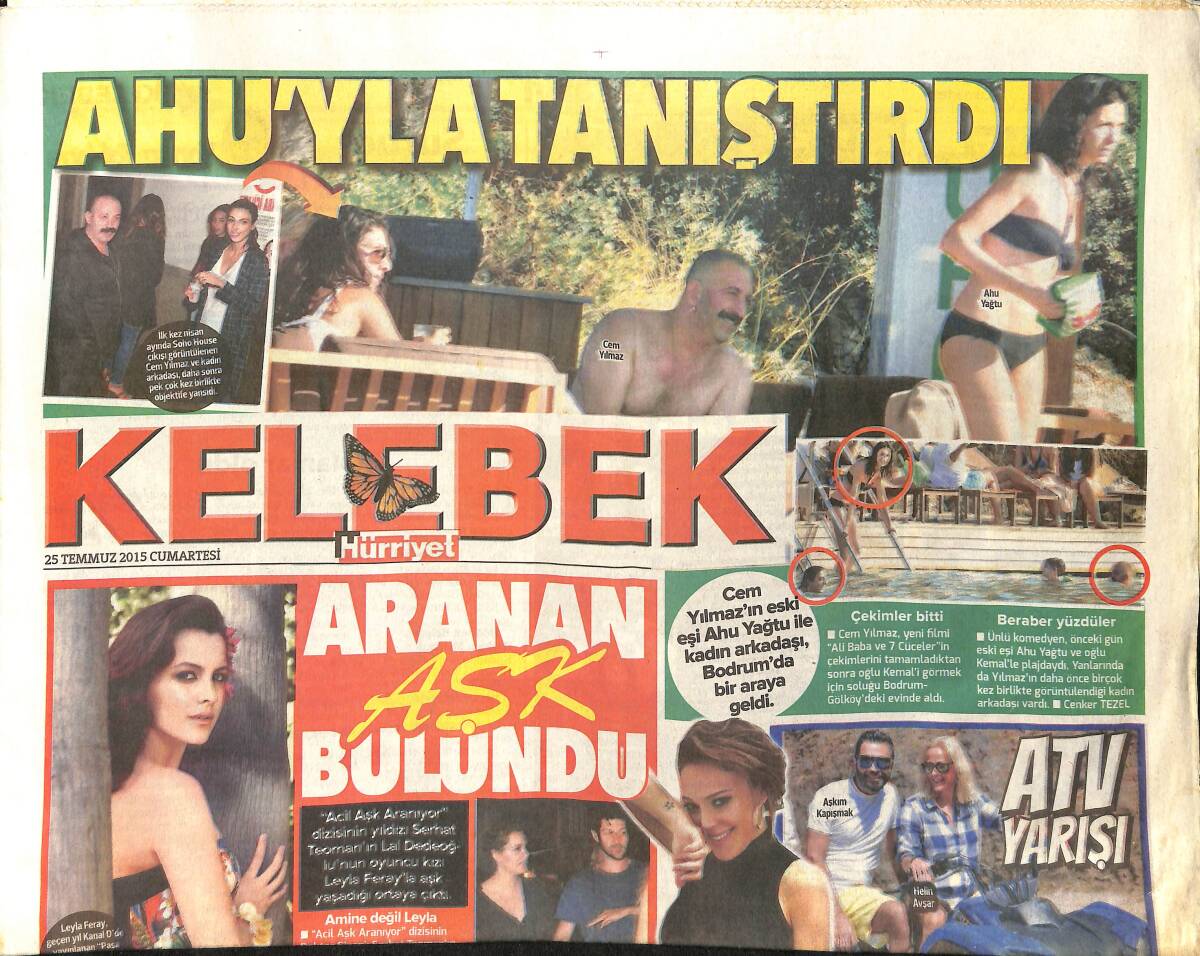 Hürriyet Gazetesi Kelebek Eki 25 Temmuz 2015 - Cem Yılmaz Kadın Arkadaşını Ahu Yağtu İle Tanıştırdı GZ155107 - 1