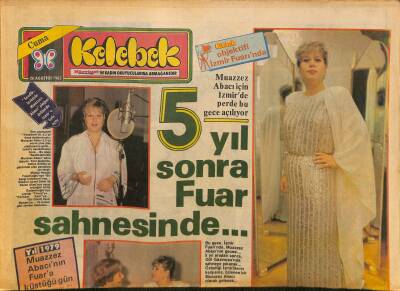 Hürriyet Gazetesi Kelebek Eki 26 Ağustos 1983 - Muazzez Abacı İçin İzmirde Perde Bu Gece Açılıyor-Nükhet Duru Yazı Bitirmeden Kış Programını Açıkladı GZ127375 - 1