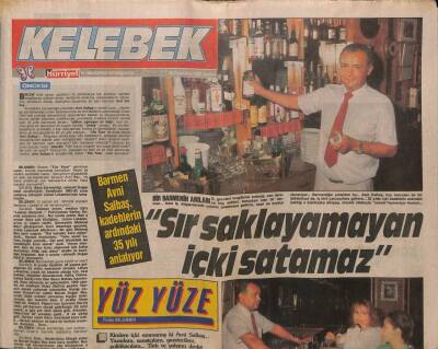 Hürriyet Gazetesi Kelebek Eki 26 Ağustos 1988 - Barmen Avni Salbaş , Kadehlerin Ardındaki 35 Yılı Anlatıyor GZ93854 - 1