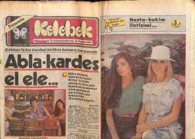 Hürriyet Gazetesi Kelebek Eki 26 Eylül 1985 - Gökbenle Kız Kardeşi Birlikte Kamera Karşısında GZ63777 - 2