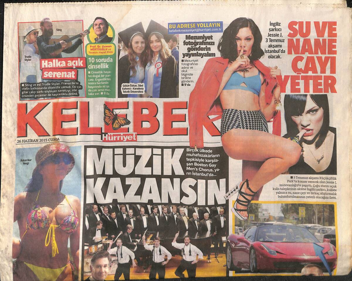 Hürriyet Gazetesi Kelebek Eki 26 Haziran 2015 - Aşkın Nur Yengi, Haluk'a Hayır Dedi - Sneijder İbiza'da GZ153875 - 1