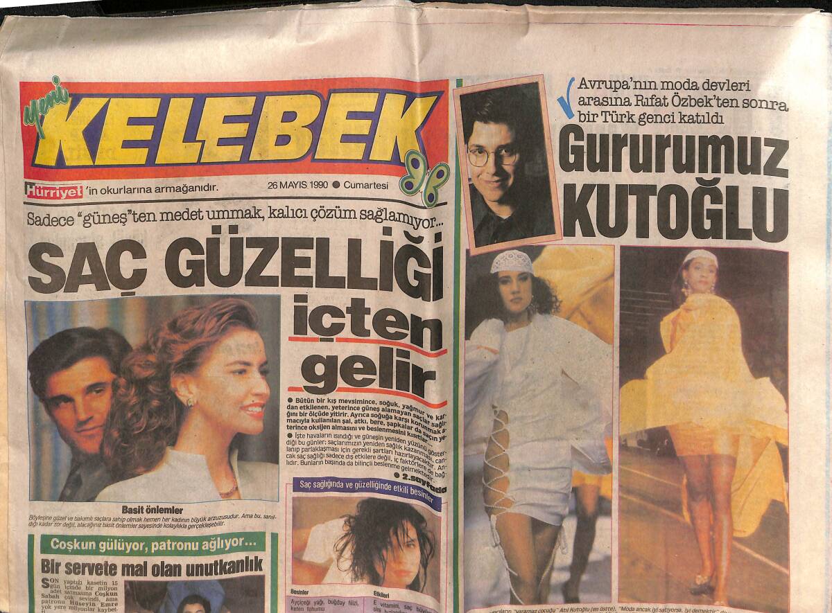 Hürriyet Gazetesi Kelebek Eki 26 Mayıs 1990 - Gururumuz Kutoğlu - Coşkun Sabah Gülüyor Patronu Ağlıyor! GZ138054 - 1