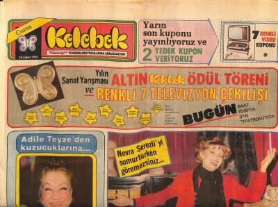 Hürriyet Gazetesi Kelebek Eki 26 Şubat 1982 - Nevra Serezliyi Somurturken Göremezsiniz GZ75671 - 1