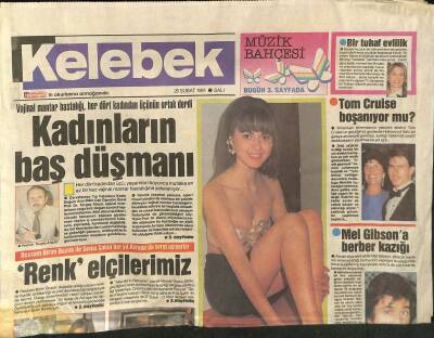 Hürriyet Gazetesi Kelebek Eki 26 Şubat 1991 - Tom Cruise Boşanıyor Mu ? - Mel Gibsona Berber Kazığı GZ123050 - 1