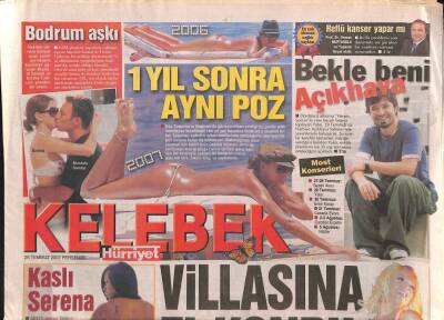 Hürriyet Gazetesi Kelebek Eki 26 Temmuz 2007 - Güzide Duran İle Güneri Cıvaoğlu , NTVdeki Çekimlerinde Zor Anlar Yaşadı GZ80024 - 1