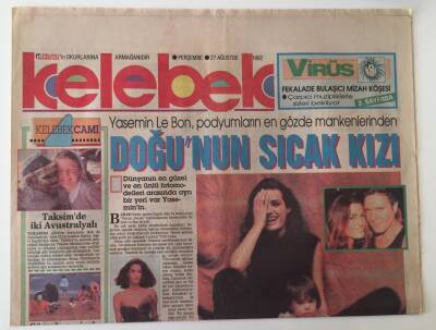 Hürriyet Gazetesi Kelebek Eki 27 Ağustos 1992 - Yasemin Le Bon Podyumaların En Gözde Mankeni GZ18678 - 1