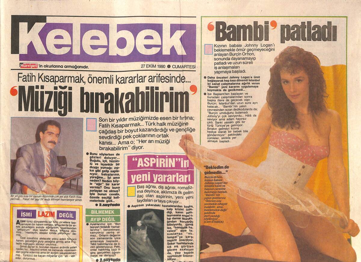 Hürriyet Gazetesi Kelebek Eki 27 Ekim 1990 - Fatih Kısaparmak , Önemli Kararlar Arifesinde - GZ138196 - 1