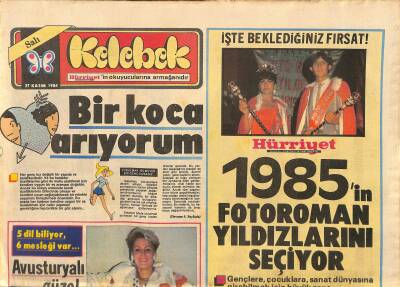 Hürriyet Gazetesi Kelebek Eki 27 Kasım 1984 - Kocasına Okumayı Öğreten Başkan Eşi GZ114940 - 1