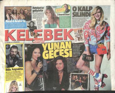 Hürriyet Gazetesi Kelebek Eki 27 Kasım 2014 - Chloe Yarı Türk Oldu - Bilic Kapakta GZ125468 - 1
