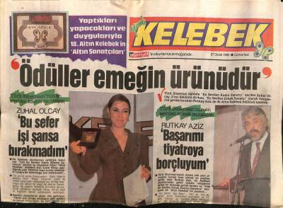 Hürriyet Gazetesi Kelebek Eki 27 Ocak 1990 - Rutkay Aziz, Başarıyı Tiyatroya Borçluyum GZ63495 - 2