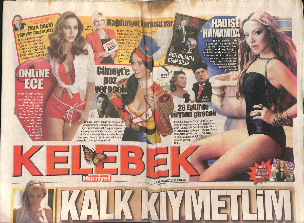 Hürriyet Gazetesi Kelebek Eki 27 Temmuz 2012 - Hadise Hamamda - Sezen Aksu, Ölümüyle Büyük Acı Yaşadığı Eski Dostu Meral Okay'ı İnternette Andı GZ155023 - 1