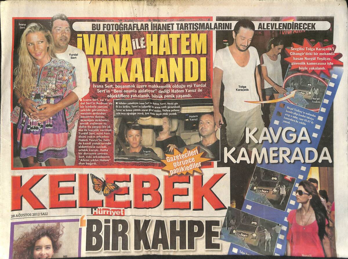 Hürriyet Gazetesi Kelebek Eki 28 Ağustos 2012 - İvana Sert Ve Hatem Yavuz Yakalandı - Mesut Yar: Ciddi Takılmak Fıtratıma Ters GZ135789 - 1