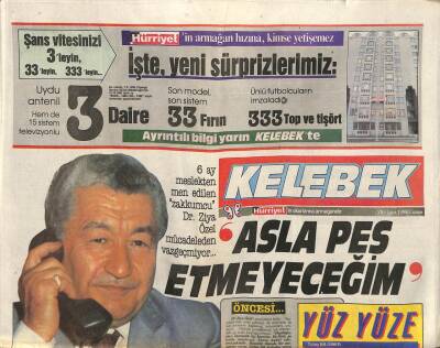 Hürriyet Gazetesi Kelebek Eki 28 Ekim 1988 - Dr. Ziya Özel Mücadeleden Vazgeçmiyor GZ82759 - 1