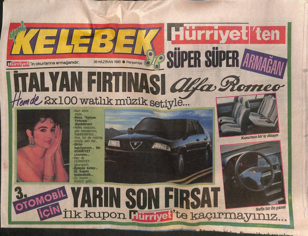 Hürriyet Gazetesi Kelebek Eki 28 Haziran 1990 - Güzel Şebnem Dinçgör Eridi - Muppet Show Konuğu Coburn GZ138145 - 1