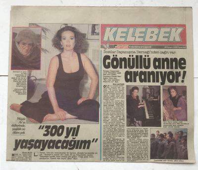 Hürriyet Gazetesi Kelebek Eki 28 Kasım 1988 - Müjde Ar 300 Yıl Yaşayacağım GZ7301 - 2