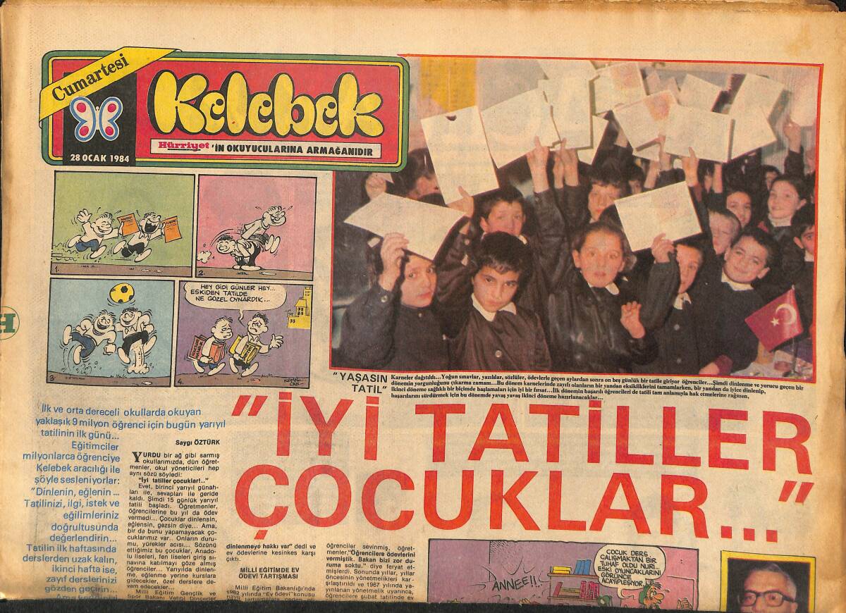 Hürriyet Gazetesi Kelebek Eki 28 Ocak 1984 - Necla Nazır'ı Hiç Böyle Gördünüz Mü? - Füsun Önal, Hadi Çaman Radyo Mikrofonlarında GZ147404 - 1