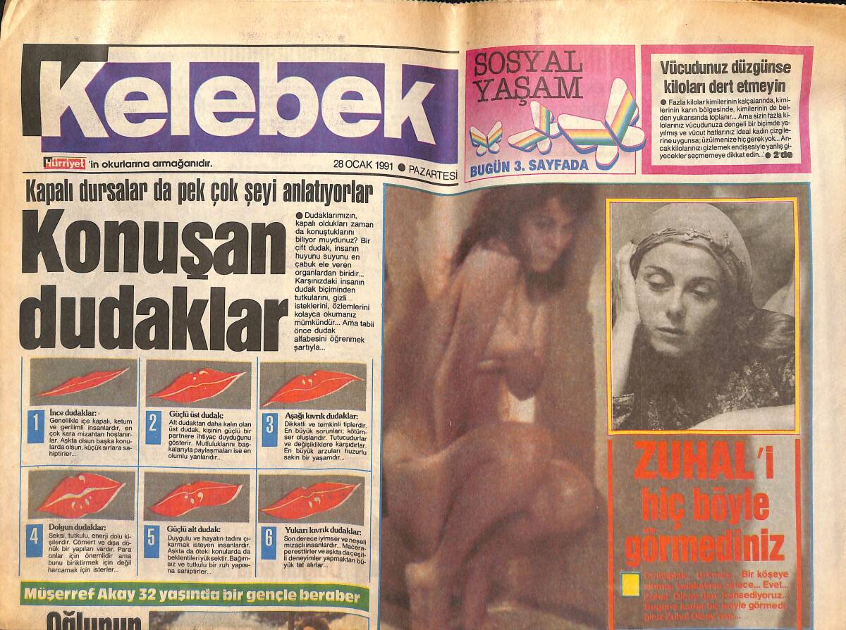 Hürriyet Gazetesi Kelebek Eki 28 Ocak 1991 - Saddam , TRT'nin de Kasasını Vurdu GZ138207 - 1