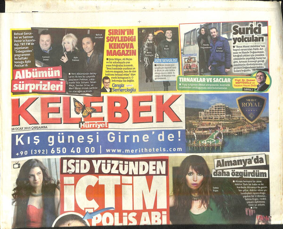 Hürriyet Gazetesi Kelebek Eki 28 Ocak 2015 - Selma Ergeç ''Almanya'da Daha Özgürdüm'' GZ159714 - 1