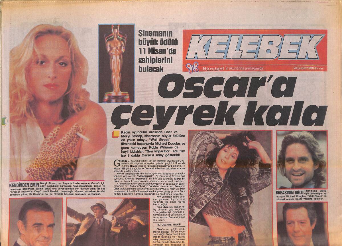 Hürriyet Gazetesi Kelebek Eki 28 Şubat 1988 - Oscar'a Çeyrek Kala - Niyazi Daymaz, Kızı Çeçilya'dan Sonra Eşini Sahneye Hazırlıyor GZ156320 - 1