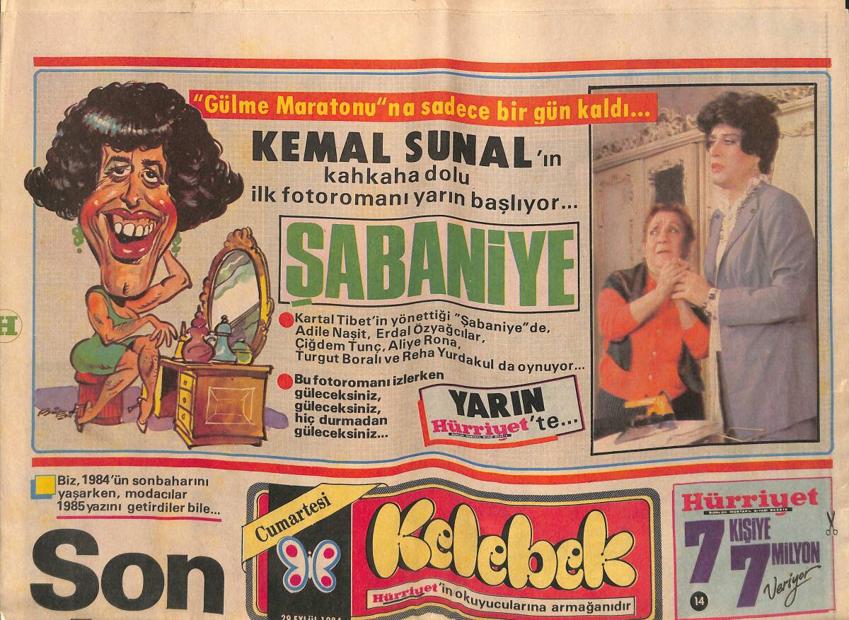Hürriyet Gazetesi Kelebek Eki 29 Eylül 1984 - Barbara Cartland Pembesi - Son Defile !.. GZ141987 - 1