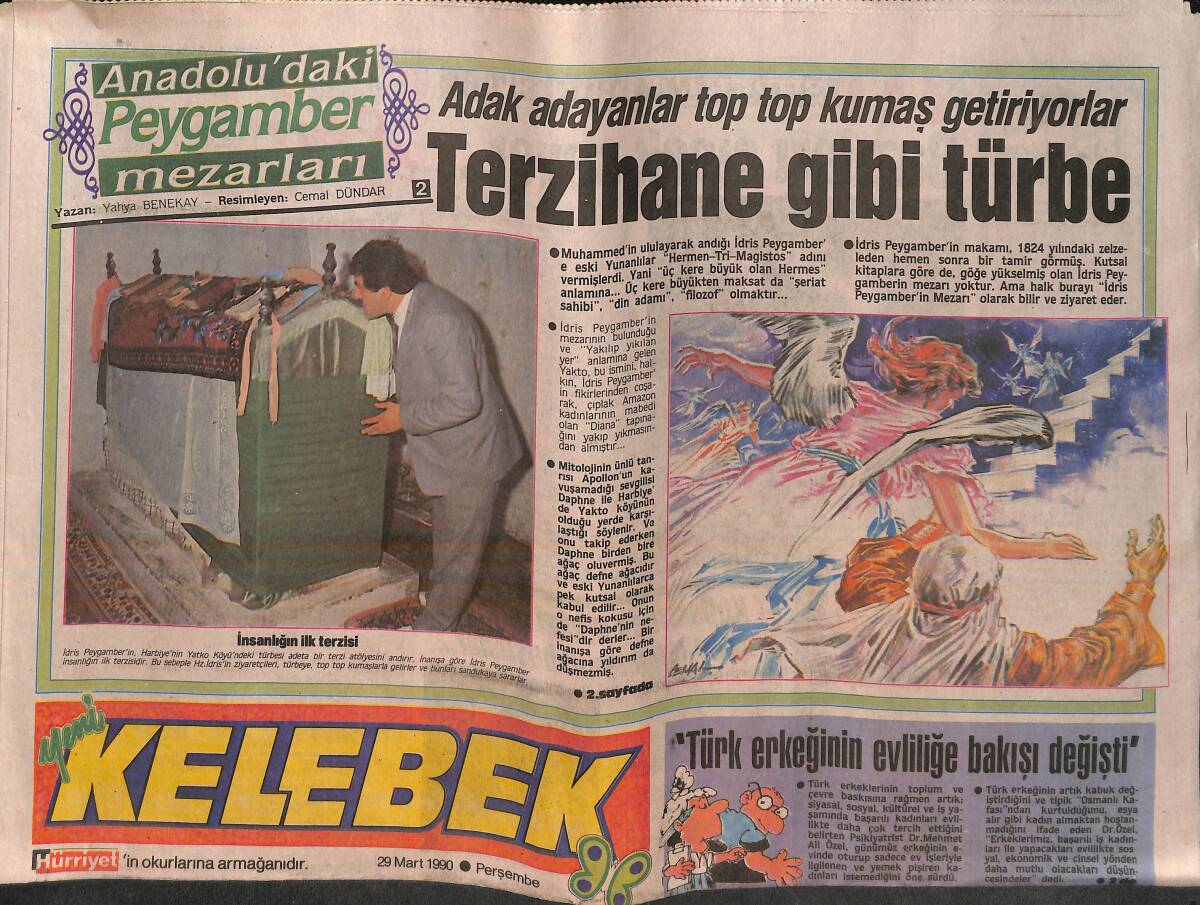 Hürriyet Gazetesi Kelebek Eki 29 Mart 1990 - Nilüfer Gitaristine Gönül Verdi - Sophie Marceau Sinemada 10. Yılını Kutladı! GZ138070 - 1