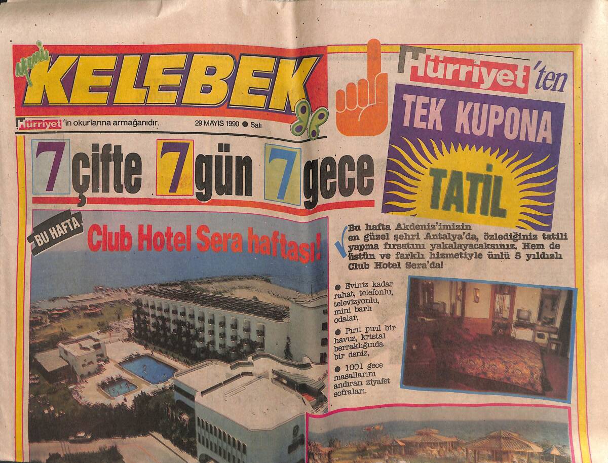 Hürriyet Gazetesi Kelebek Eki 29 Mayıs 1990 - TRT Saat'inde Durmuyor - Hedefteki Güzeller GZ138053 - 1
