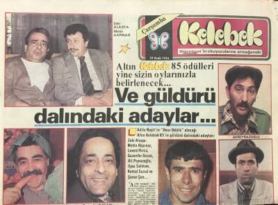 Hürriyet Gazetesi Kelebek Eki 29 Ocak 1986 -Altın Kelebek Güldürü Dalındaki Adaylar GZ30683 - 1